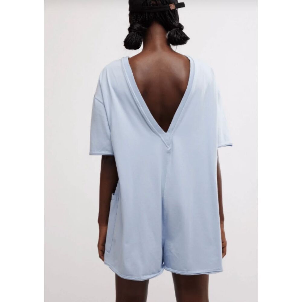 Free People Movement Hot Shot Tee Romper in Steel Blue Size XS